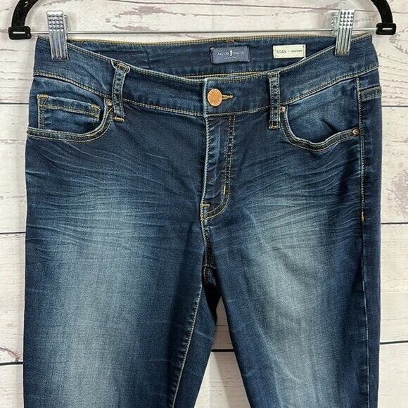 Jacob Davis Jeans Womens Uma Ankle Skinny Dark Wash Midrise Stretch Flaw - Picture 2 of 11